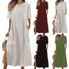 Women's Long Casual Dress Loose Fitting Dress Solid Color Dress Short Sleeved Dress
