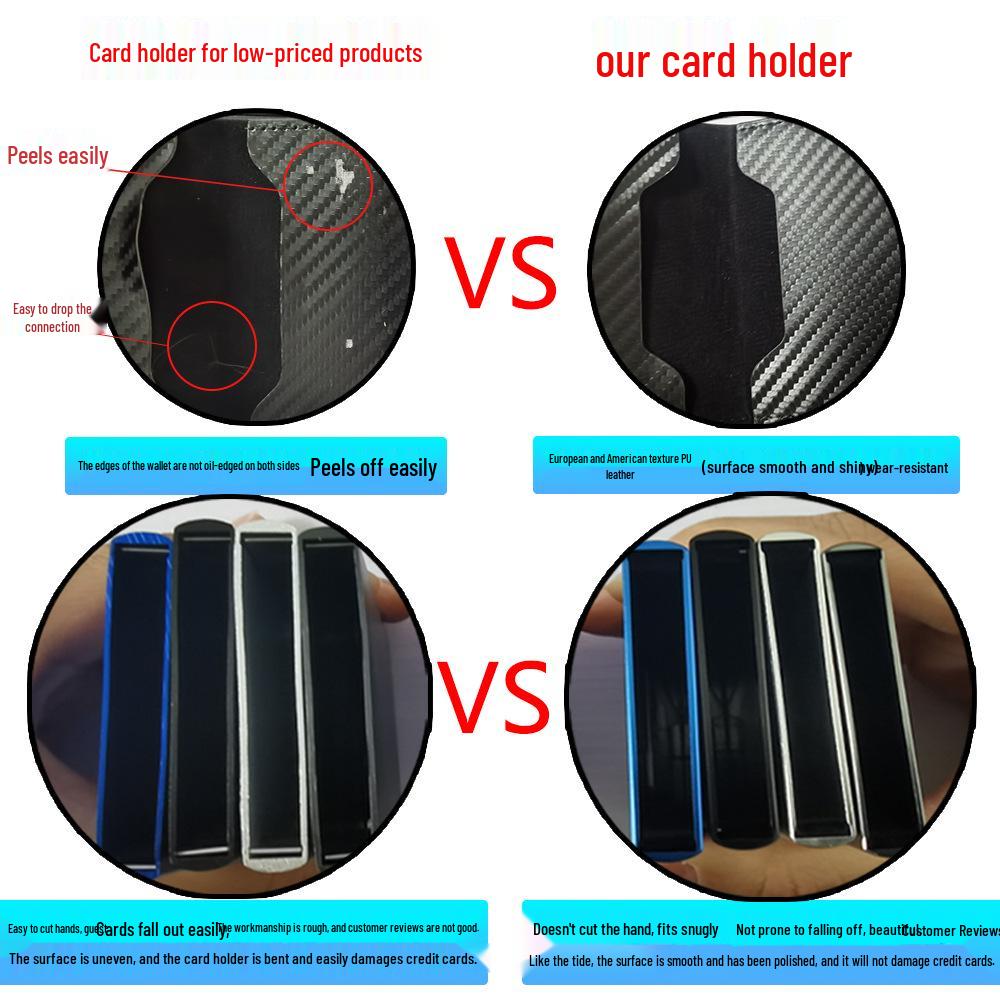Men's Carbon Fiber RFID Anti-Theft Double Layer Metal Card Holder Wallet
