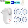 AC 220V 15A Wireless Remote Control Electrical Socket Switch 433mhz Rf Outlet EU Plug Round Transmitter for LED Home Appliance
