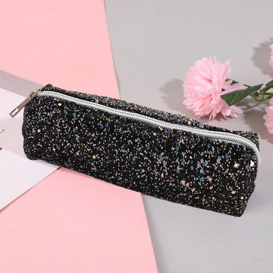 Pencil Case Large Capacity Smooth Zipper Stylish Glitter Sequin Stationery Storage Pouch School Supplies
