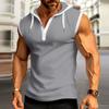 Summer Men's Loose Sports Fitness Sleeveless Hooded Cotton Polo Shirt