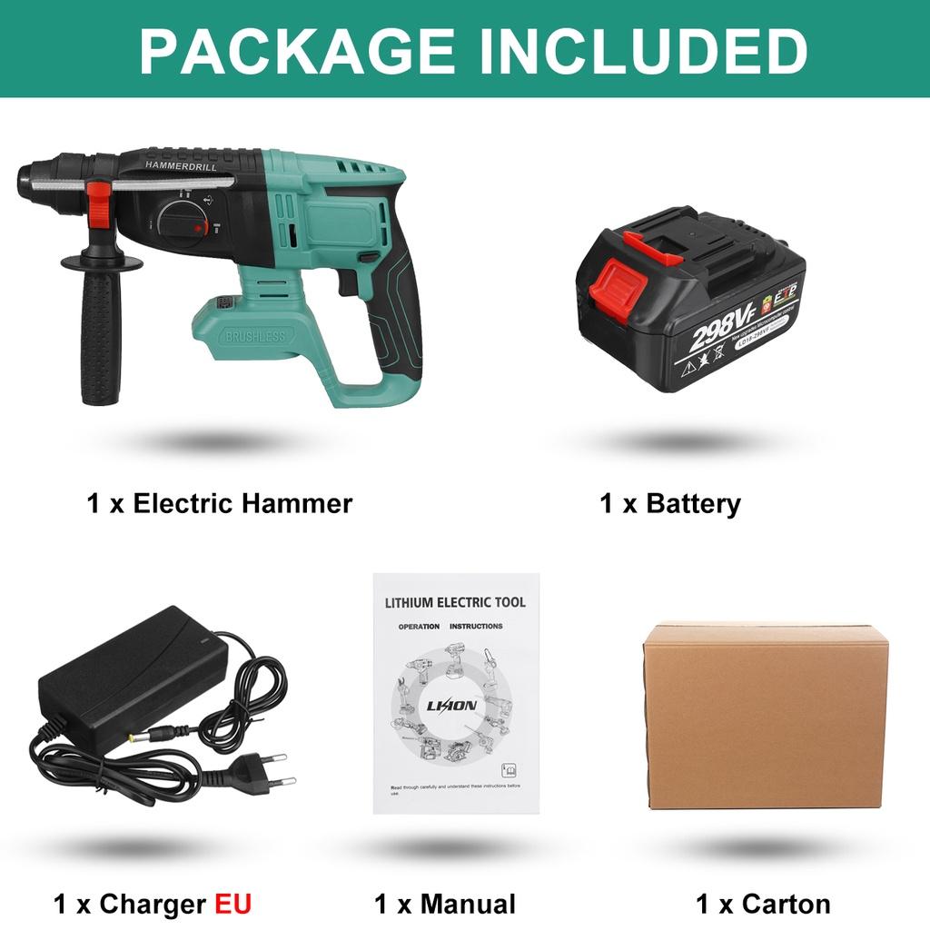 Бесщеточная роторная дрель-перфоратор Аккумуляторный электрический молоток Ударная дрель для аккумулятора 18 В