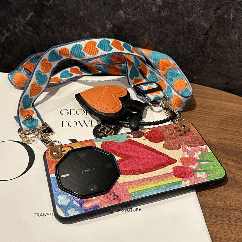 Oil painting rainbow is suitable for Huawei Mate11 mobile phone case, cartoon RS extraordinary master 11 leather new simple Pro + love messenger strap