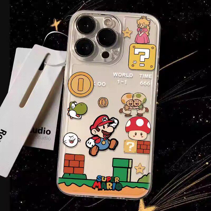 Прозрачный мультяшный чехол Mario для iPhone 17 Pro Max: Полное покрытие, Защита от падений, Тонкий летний чехол