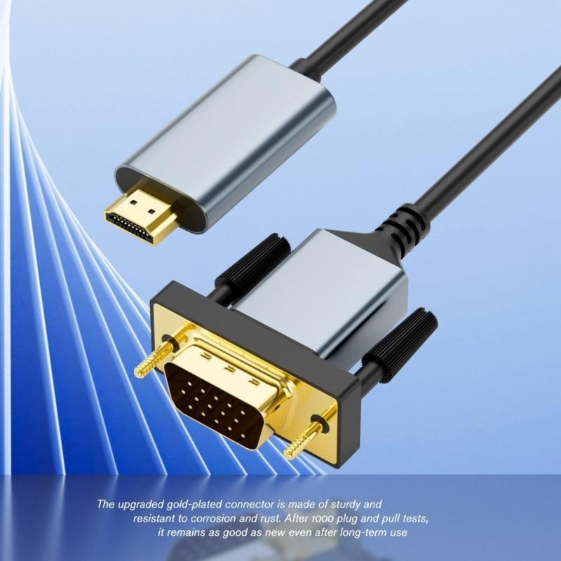 Кабель HDMI на VGA 2 метра Четкая передача сигнала Совместим с ноутбуками, настольными компьютерами, игровыми устройствами Plug and Play