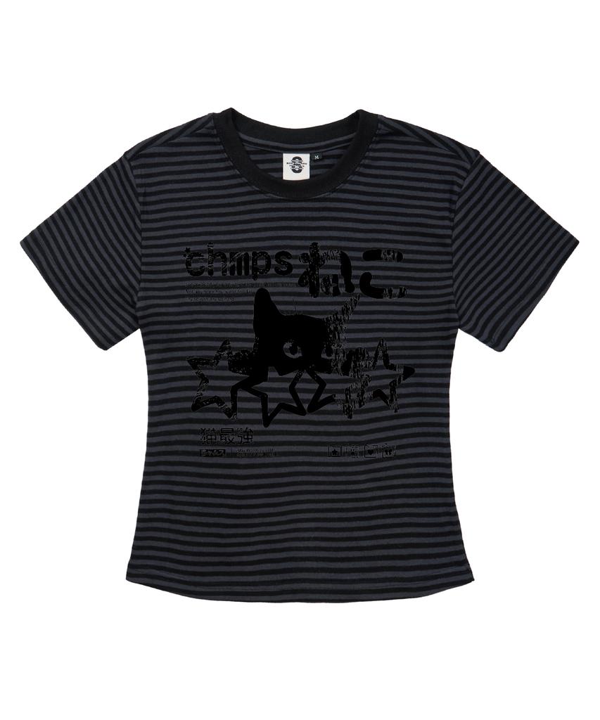 BORN CHAMPS [6 Цветов] Винтажный Champs Neko Женская Короткая Полосатая Футболка с Коротким Рукавом B25St60