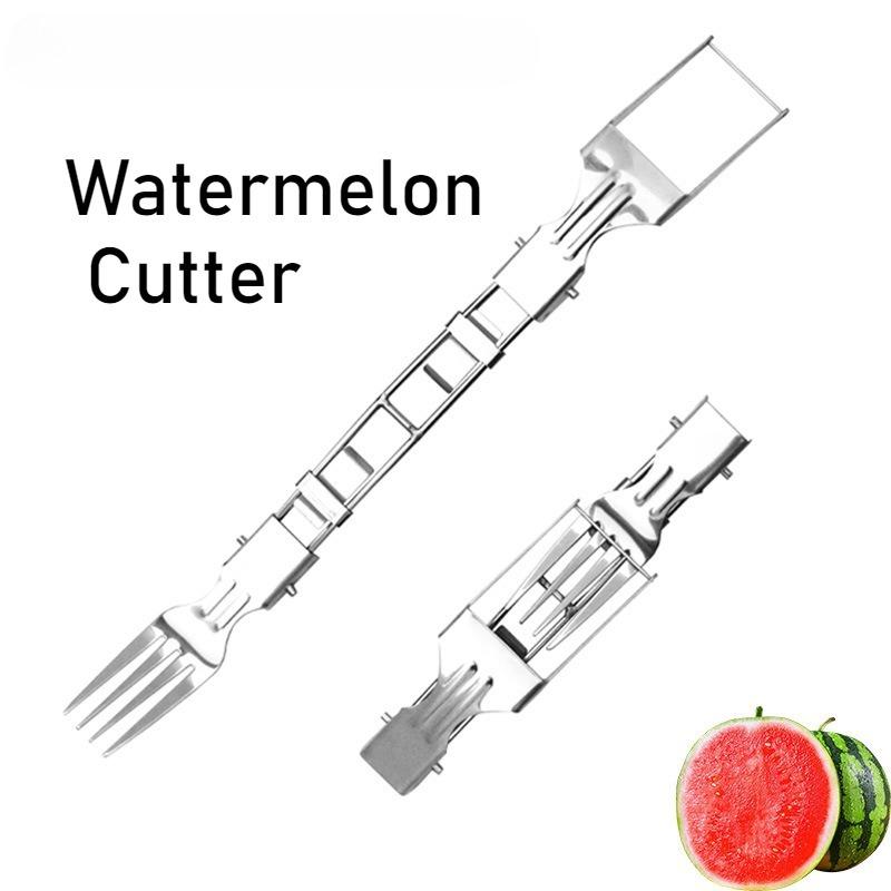 New Dual-purpose Watermelon Cutter,Stainless Steel Watermelon Fruit Fork Fruit Slicer, Household Convenient Cutting Tool Gadgets