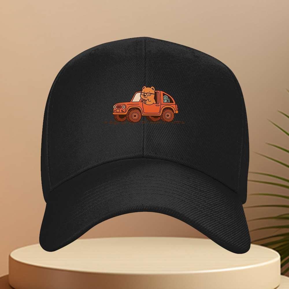 Cute Bear Driving Cartoon Baseball Cap Warm Atmosphere Adjustable Outdoor Travel Hat