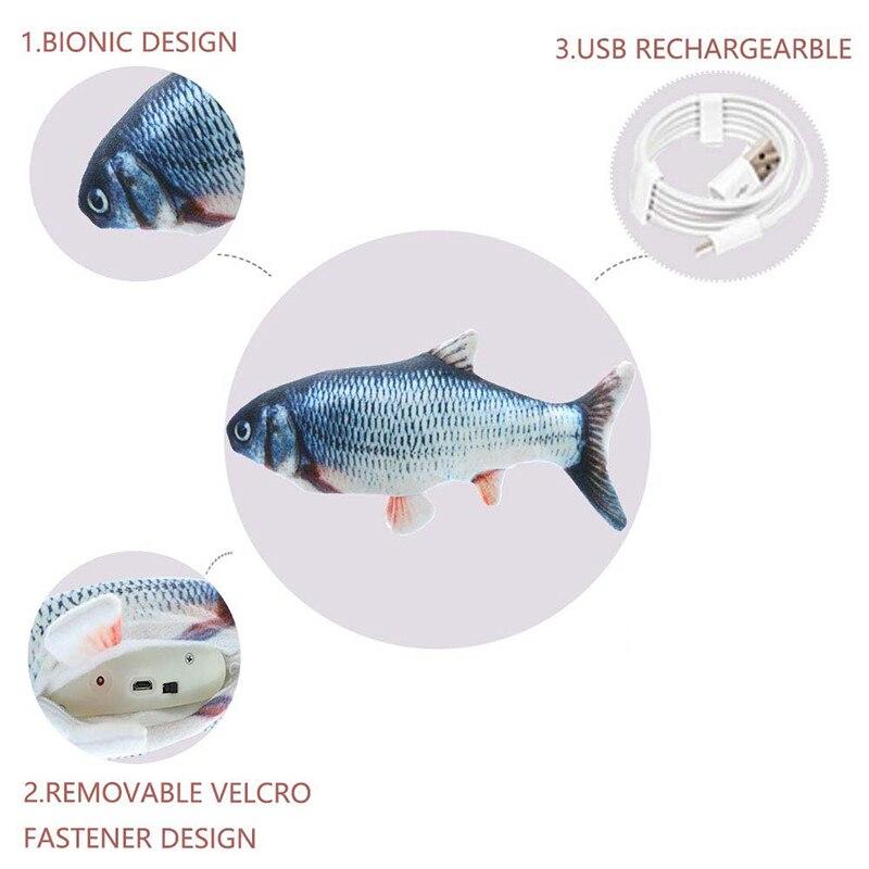Игрушка для кошек и собак, рыба, зарядка через USB, электрическая дискета, имитация рыбы, интерактивная тренировка, шлифовка зубов, игрушки для жевания домашних животных