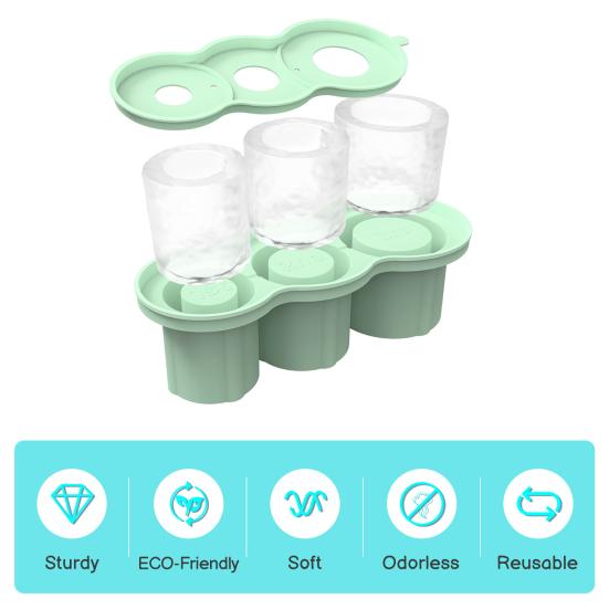 Silicone Ice Mold Cylinder Ice Cube Tray for 20-40oz Tumbler Cup with Lid Hollow Shape Stackable Easy Release Juice Whiskey Cocktail Ice Cubes