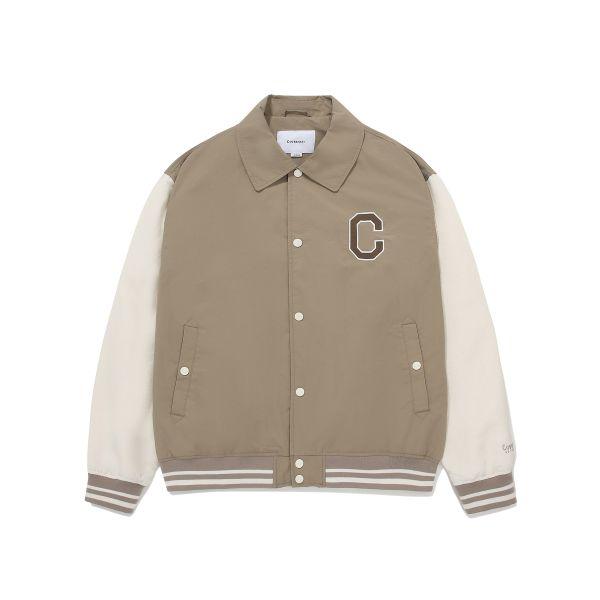Covernat Logo Color Block Design Single Breasted Long Sleeve Jacket Unisex jackets Beige CO2403JK14BE
