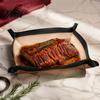 Rectangular Silicone Baking Sheet Fiber Mat with Button, Non-Stick Oven Safe Rectangle Tray, Leakproof Heat Reistant Snap to Form Liner Flexible