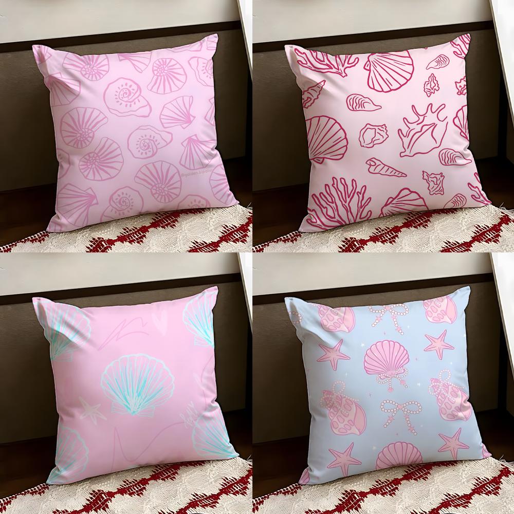 Coral Seashell Pattern Cushion Cover Reversible Soft Durable Pillow Cover Home Car MultiScene Use for Daily Comfort
