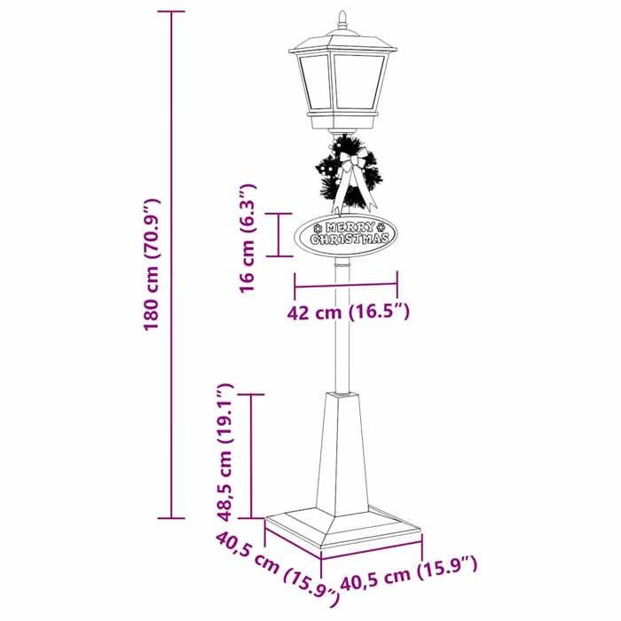 VidaXL Lampe de rue de Noël avec lanterne Rouge 40,5x40,5x180cm, Salon, Décor moderne pour les fêtes, Figurine sympa, 42017508