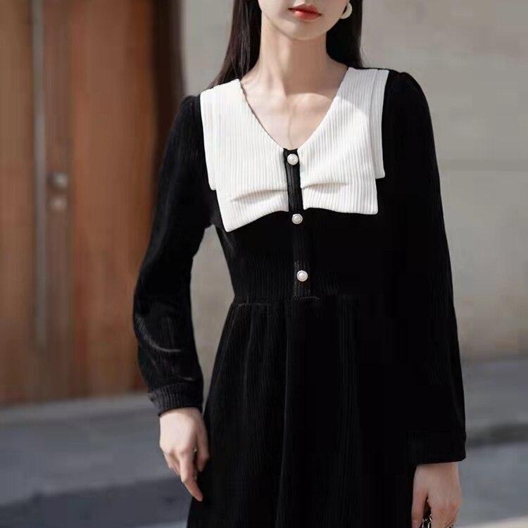 Осень-зима женские вельветовые платья модные женские платья с длинным рукавом повседневное свободное винтажное вельветовое платье 3XL