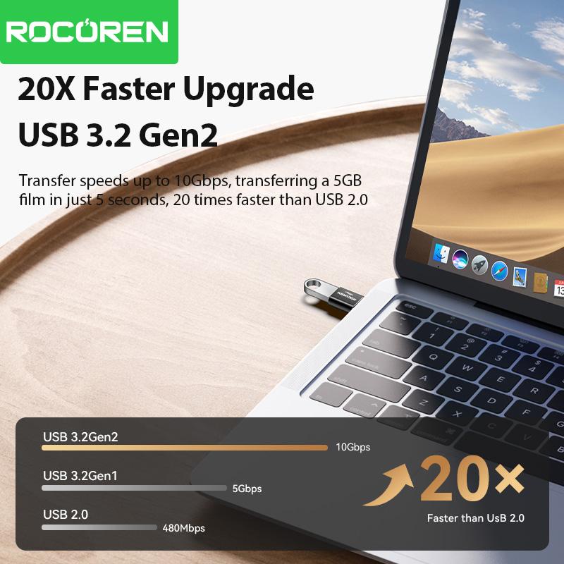 Rocoren USB Type C OTG Adapter USB C Male to USB 3.2 Female Cable Converters For Macbook Samsung S23 Xiaomi 10 Gbps Type-c OTG 3