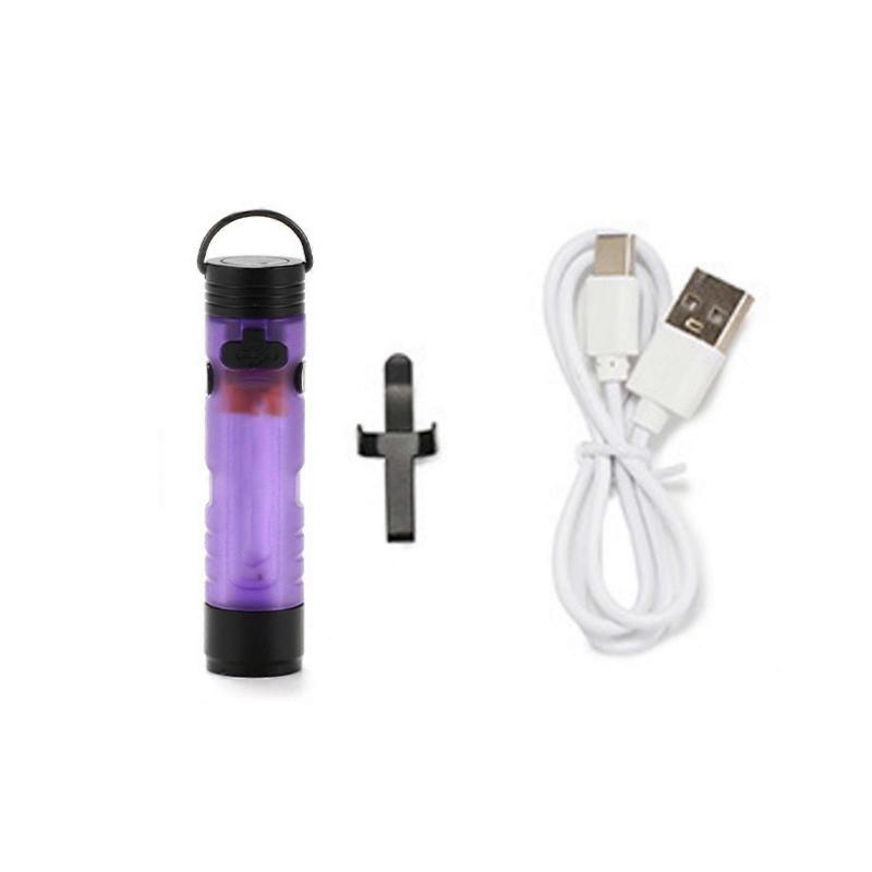Waterproof Outdoor Small Torches Hat Clip Flashlight Rechargeable Led Pocket Light for Outdoor Camping Lighting Purple