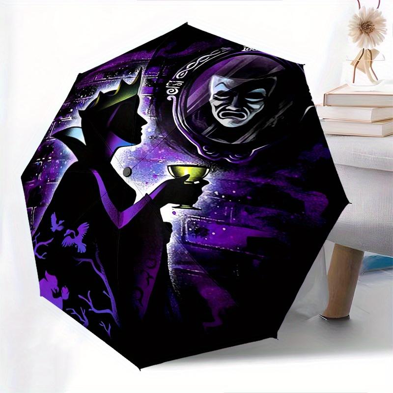Disney Villains The Evil Queen Automatic Opening and Closing Umbrella - Lightweight 3-Fold Design, Suitable for Fans, Travel, Daily Use - Of