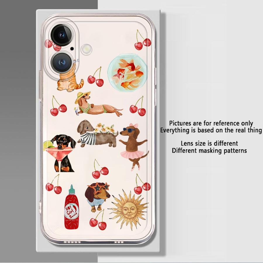 Мультяшный Кот и Собака Мягкий Чехол-Крышка для Телефона для iPhone 17 Pro Max 11 14 Plus Air XR 12 Mini 7 8 13 Pro 16 XS Max 15