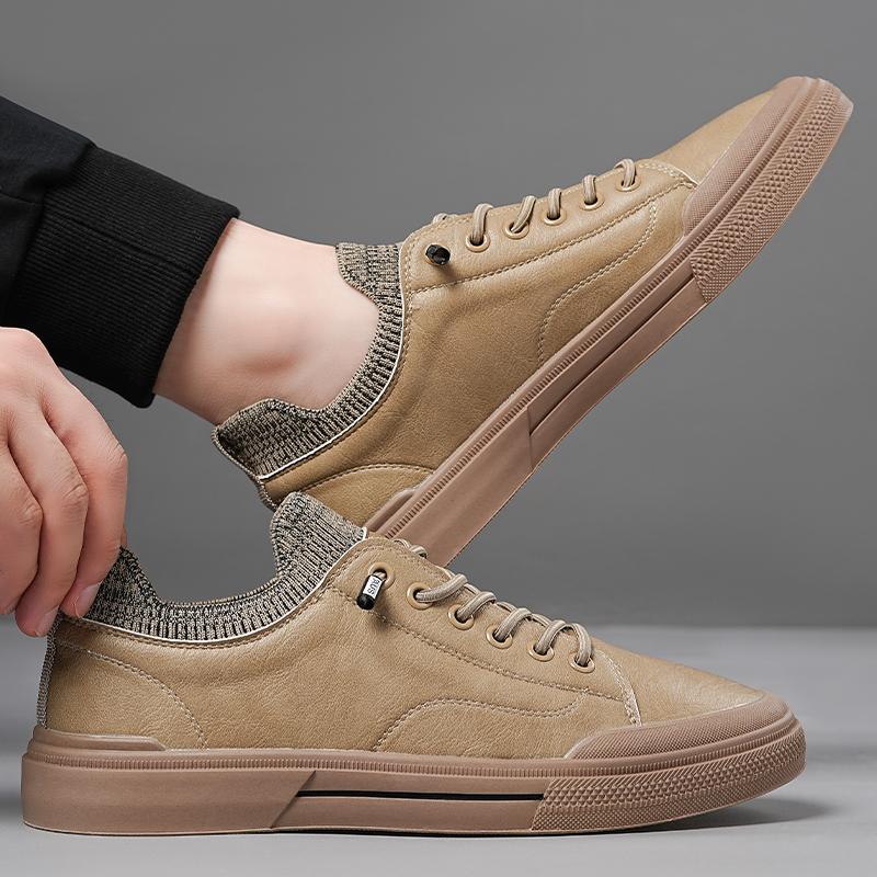 Fashion Retro Style Board Shoes for Men Designer Leather Soft-soled Casual Men's Sneakers Fashion Outdoor Breathable Sports Shoes Male