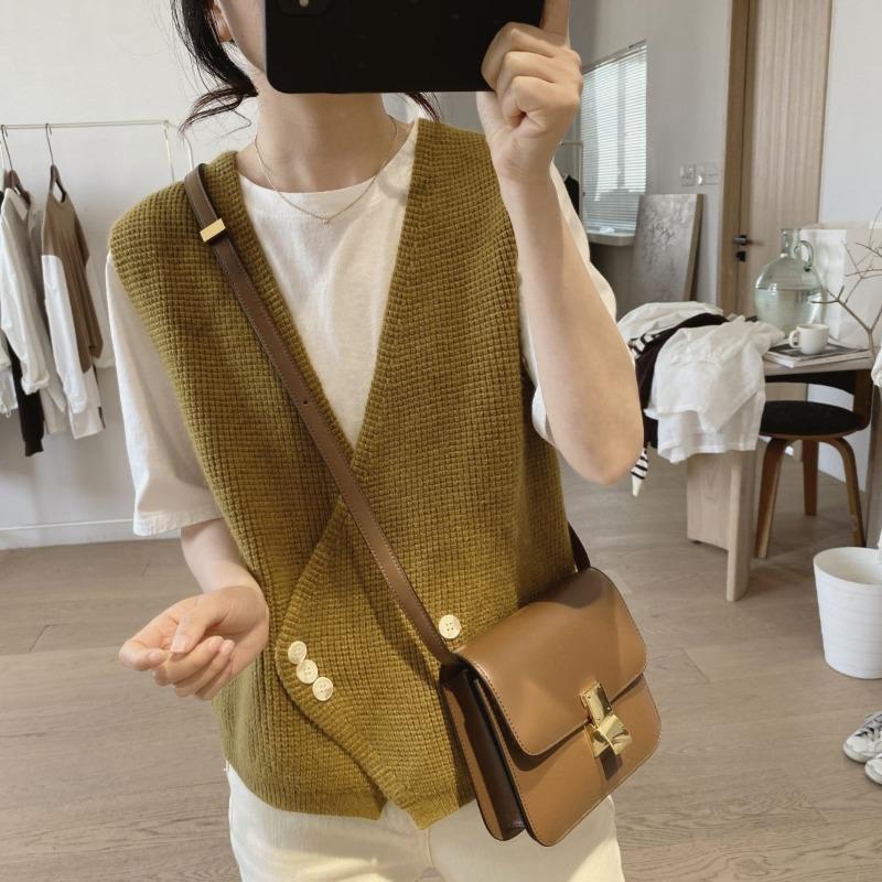 Необычный свитер, жилет, кардиган женский, весенне-осенний, свободного кроя, без рукавов, с нишей, V-образным вырезом, вязаный жилет женский