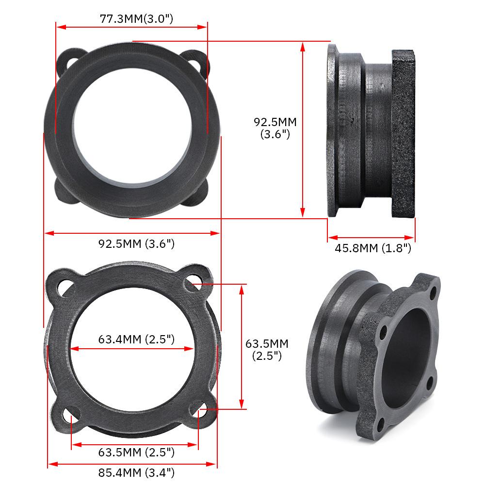 Auto 4 Bolt Exhaust Flange Adapter 2.5" to 3" V-Band Turbo Downpipe for GT35 GT30