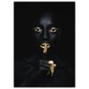 Gold Necklace African Woman Canvas Painting Figure Art Posters and Prints Black Women Wall Art Pictures for Living Room Decor