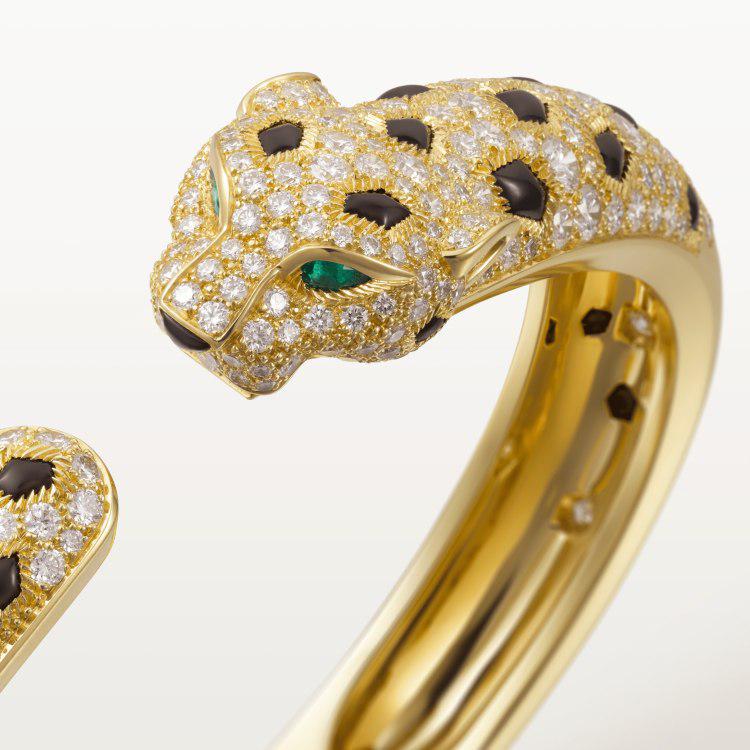 Kajia 925 Silver CNC Panther Bracelet – Smooth Half-Diamond & Full-Diamond Fashion Cheetah Double-Headed Leopard Bangle