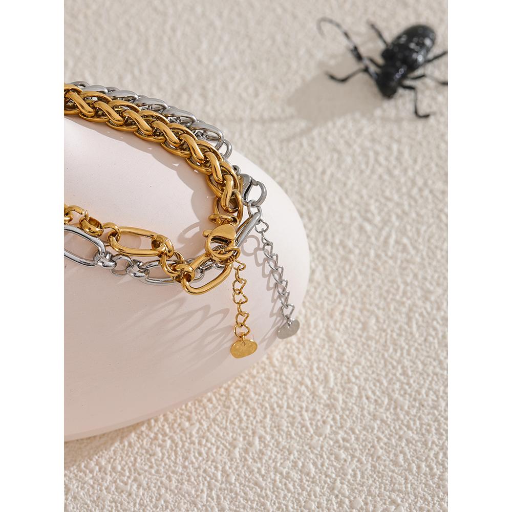 Eetit Модный браслет из нержавеющей стали с металлической цепочкой, водонепроницаемый позолоченный браслет из 18-каратного золота, бижутерия для женщин