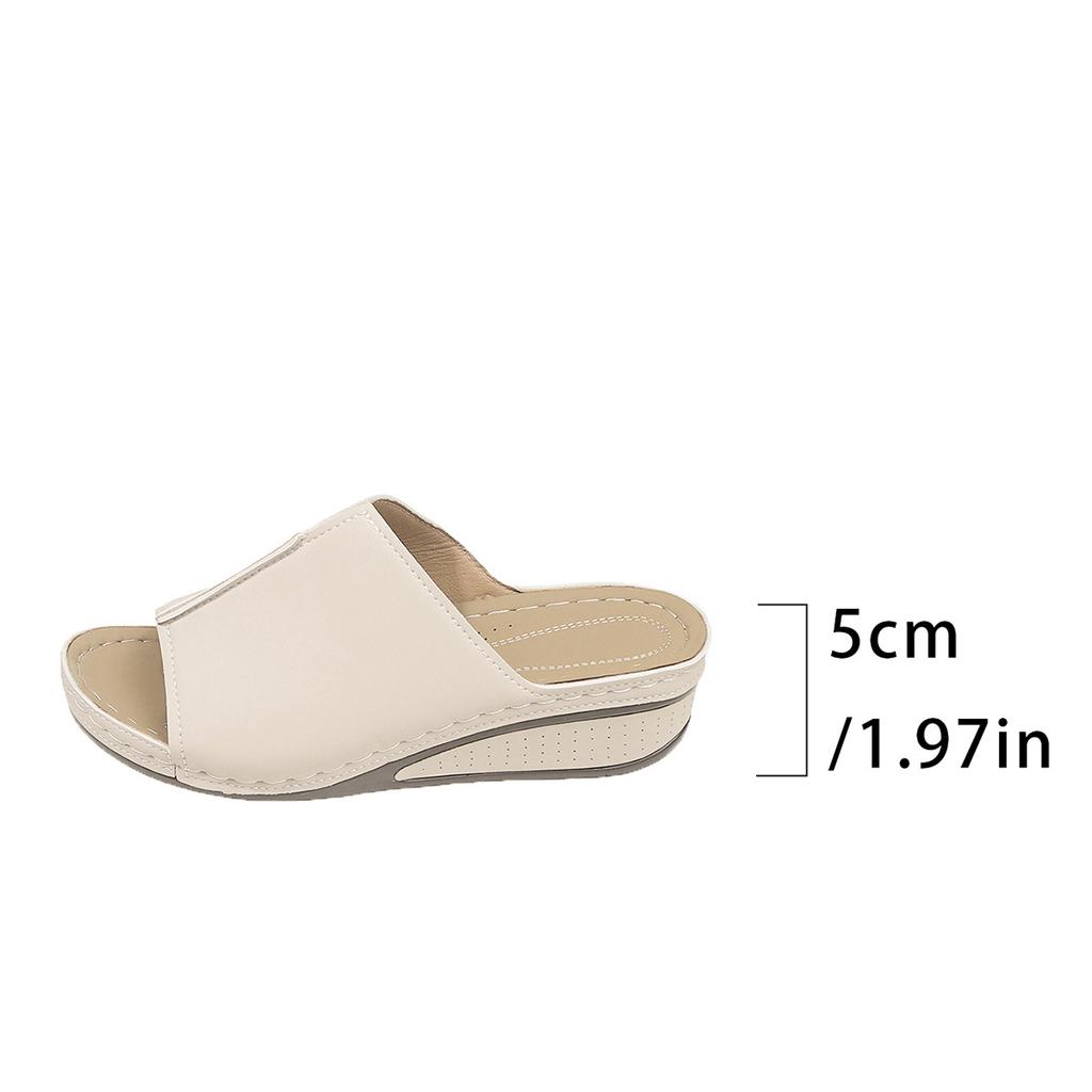 Весенние и летние новые классные тапочки для женщин, удобный покатый каблук, толстая подошва, простые и повседневные уличные тапочки