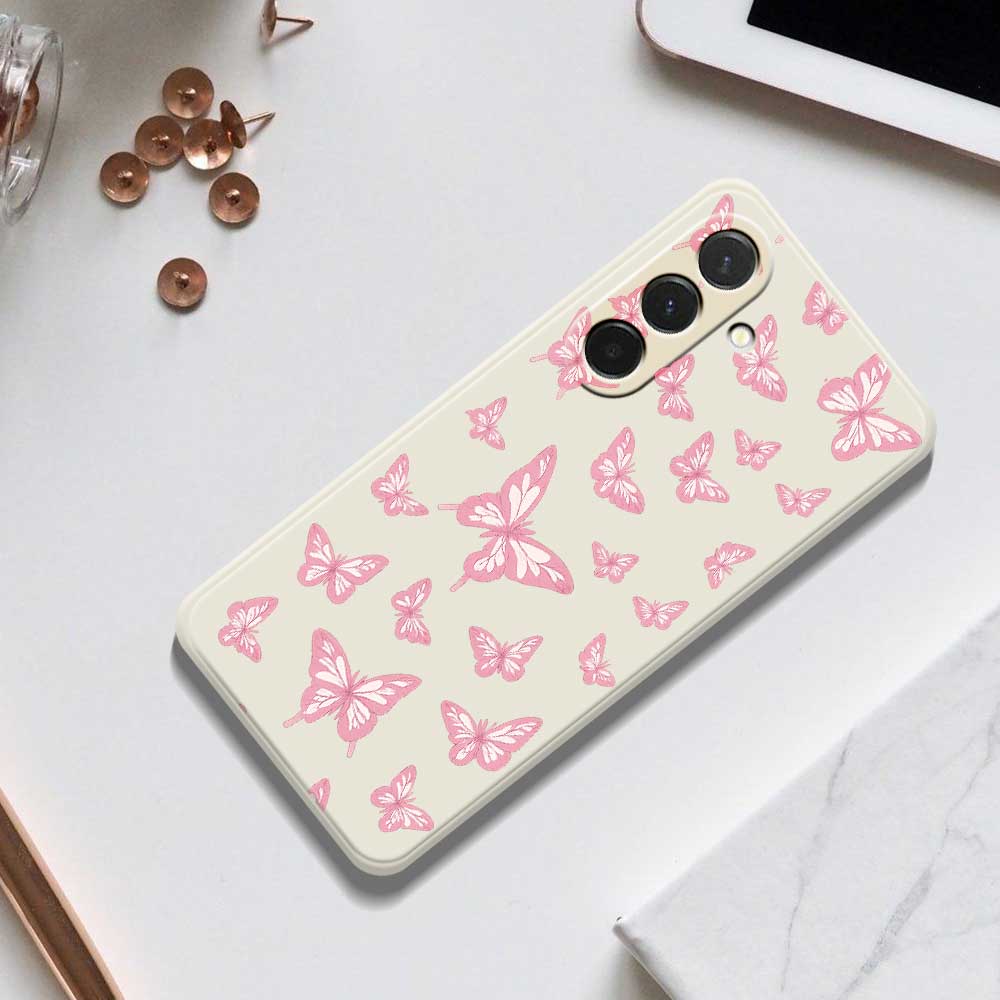 For Samsung Galaxy A36 5G Case Pink Butterflies Pattern Printing Straight Edge TPU Phone Back Cover