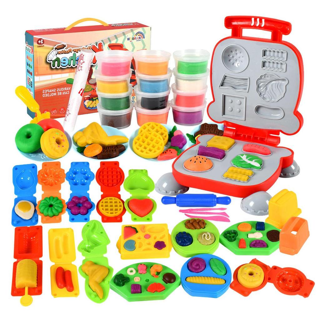 Wheat Clay Burger & Ice Cream Maker DIY Play-Doh Toy Set for Kids Ages 6+