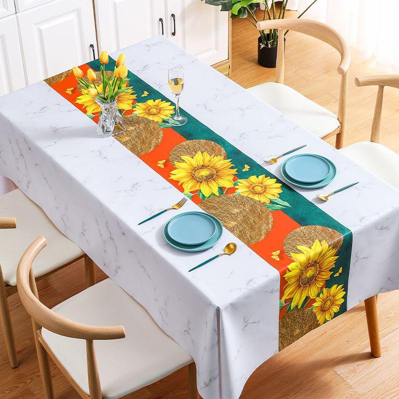 Высококачественная скатерть в скандинавском стиле, водонепроницаемая и маслостойкая скатерть из ПВХ, чайная ткань, прямоугольный простой узор, цветочная уличная походная ткань