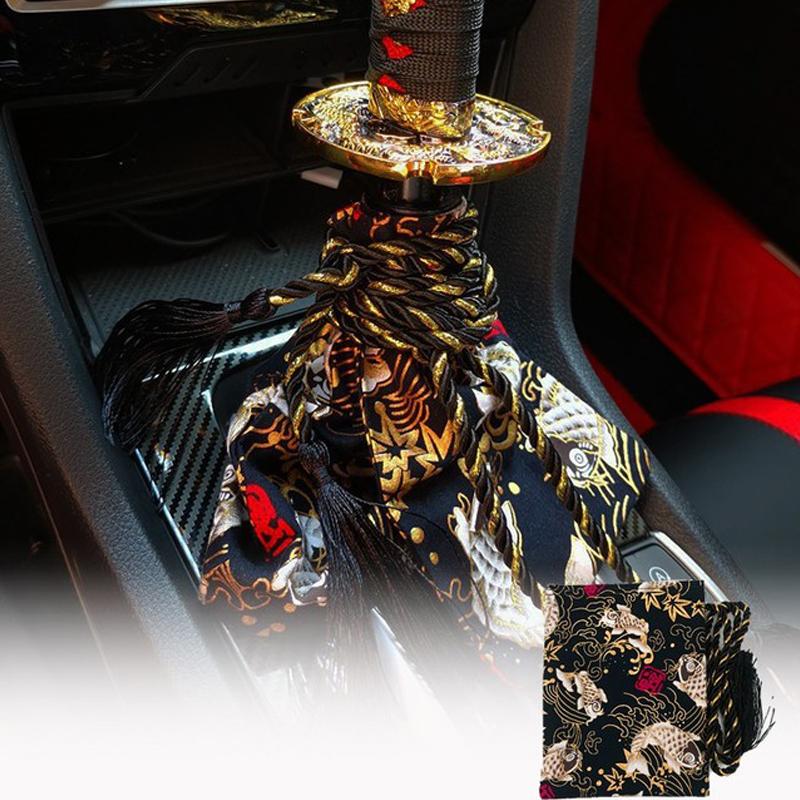 Ручка рычага переключения передач в японском стиле самурая, пылезащитный чехол, холст, коробка передач, декор, детали, индивидуальные аксессуары