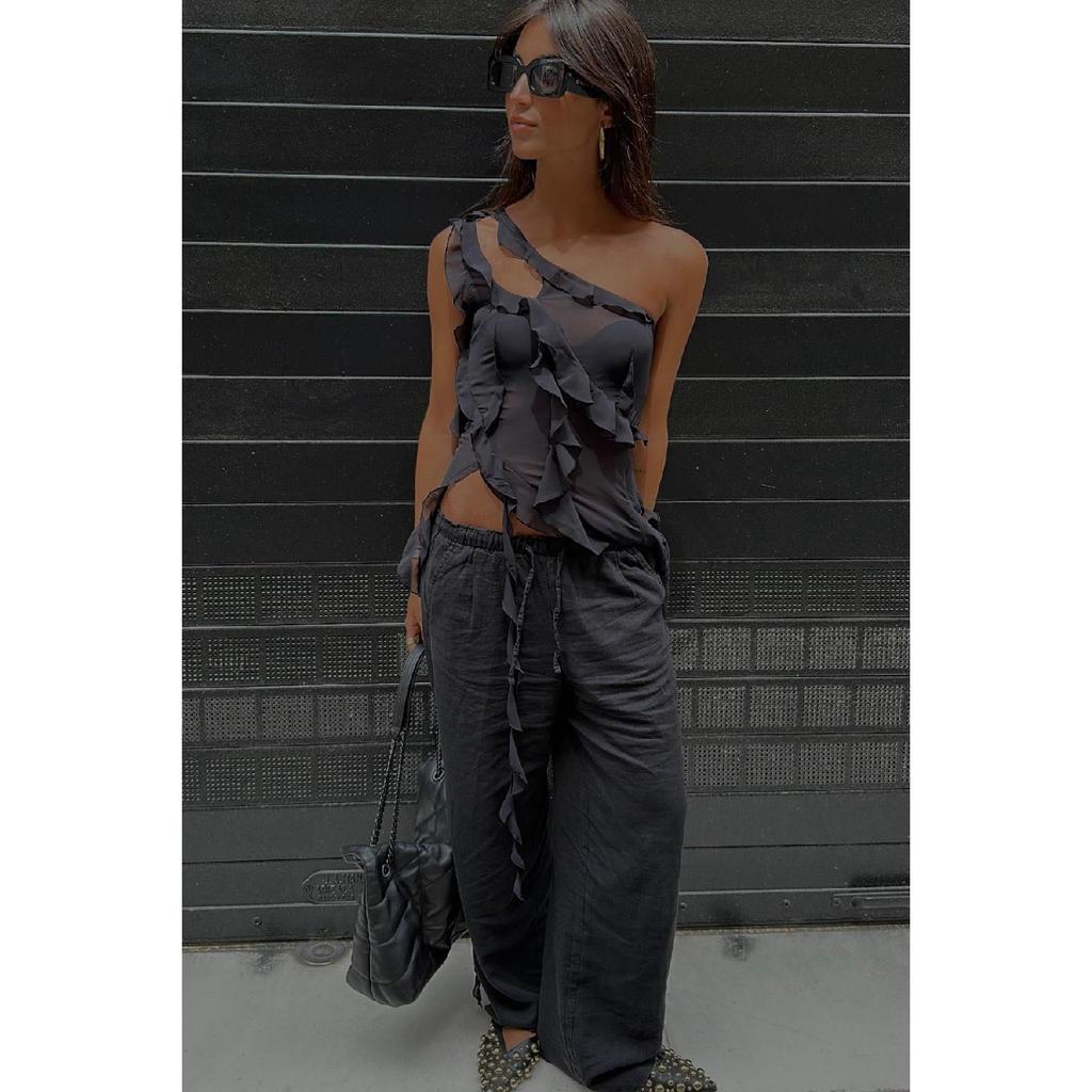 Белые широкие тканевые брюки со сборками на талии Mg1950