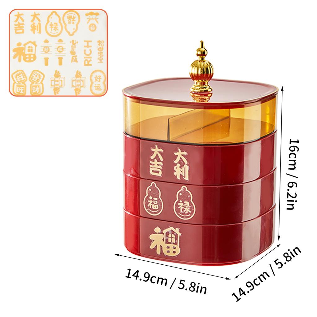 Поднос для закусок с фруктами и отделениями, влагостойкий, штабелируемый, многослойный, для хранения конфет и сухофруктов