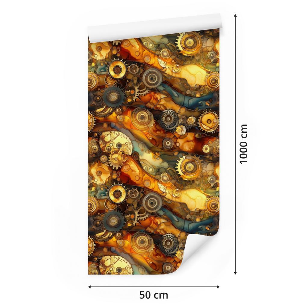 Ink Gold, Ochre and Rust Wallpaper for Living Room and Bedroom 50x1000