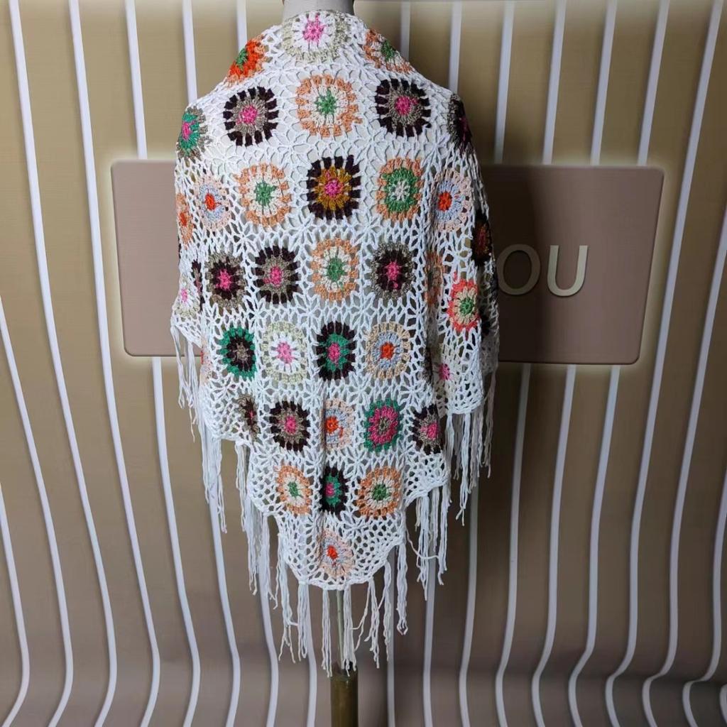 Кардиган женский ретро женский треугольный шарф шаль с кисточками накидка искусство лето и осень свитер с короткими рукавами женский