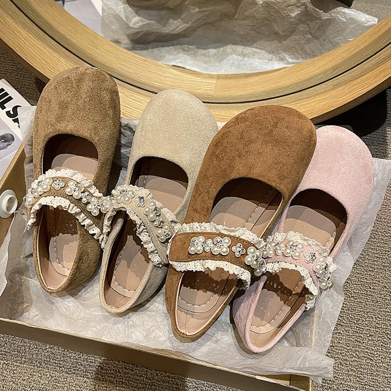 С жемчужным платьем, верхняя одежда, одиночные туфли, универсальные туфли Мэри Джейн, женская подошва, туфли принцессы, французская ретро женская мягкая юбка