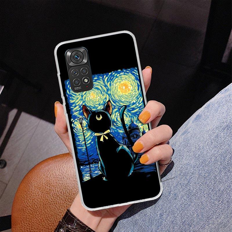 Черный кот Мультяшный Милый Чехол для Телефона Для Xiaomi Redmi Note 15 14 13 12S 12 11 Pro Plus 14S 11S 11E 10 10S 11T 5G Персонализированный Чехол