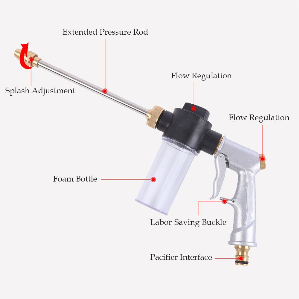 Car Washing Tool High Pressure Sprinkler Full Metal Hose Foam Sprayer Garden Watering Tool with 360 degrees  Rotating