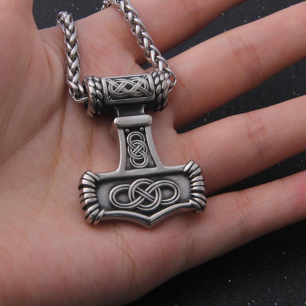 Никогда не выцветает ожерелье из нержавеющей стали «Молот Тора» Ожерелье с подвеской «Мьельнир» Ожерелье «Молот викингов»