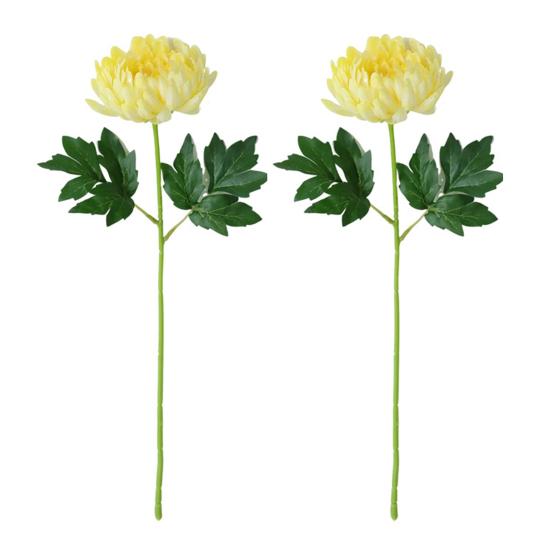 2 Pcs Artificial Chrysanthemum Stems Realistic Fake Chrysanthemum Faux Flower with Flexible Stem for Floral Arrangement Table Centerpiece