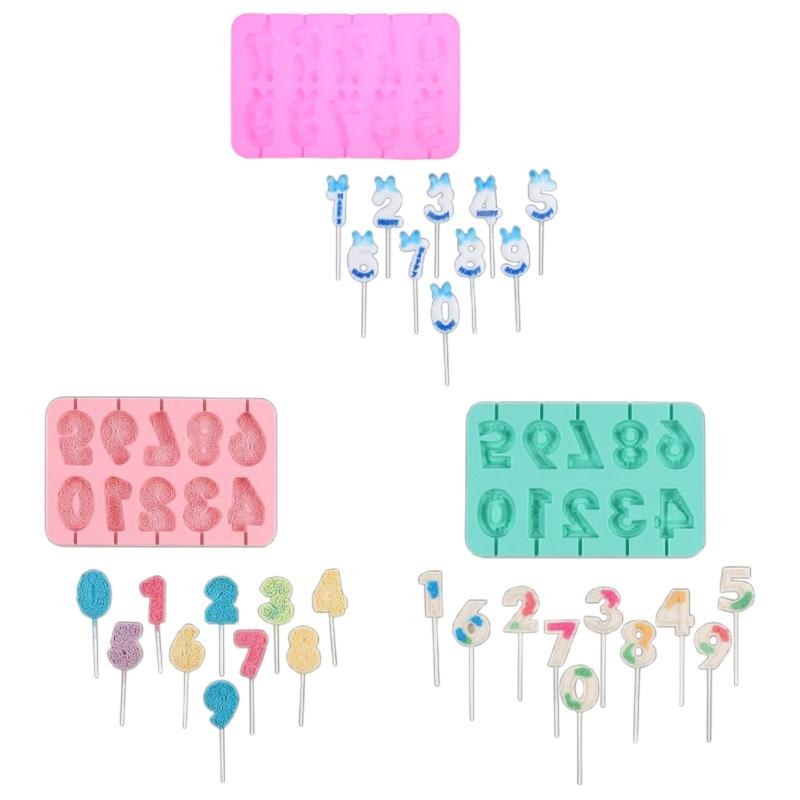 Fun DIY Number Cake Pop Candle Lollipop 0-9 Silicone Molds Set Great for All Occasions DIY Gifts