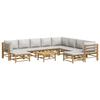 VidaXL Garden Lounge Set 11 Pcs with Light Grey Cushions Bamboo, Lounge Set, Outdoor Lounge Set 3155097