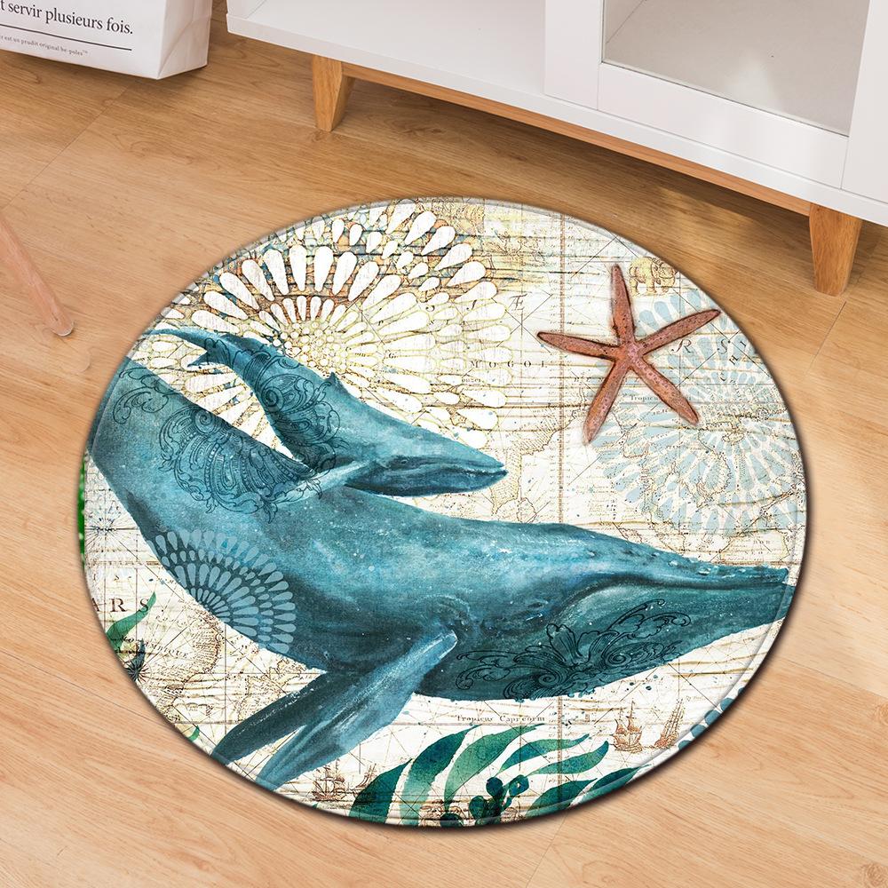 Ocean Turtle Round Carpet Computer Chair Mat Office Chair Floor Mat Door Mat Foot Mat