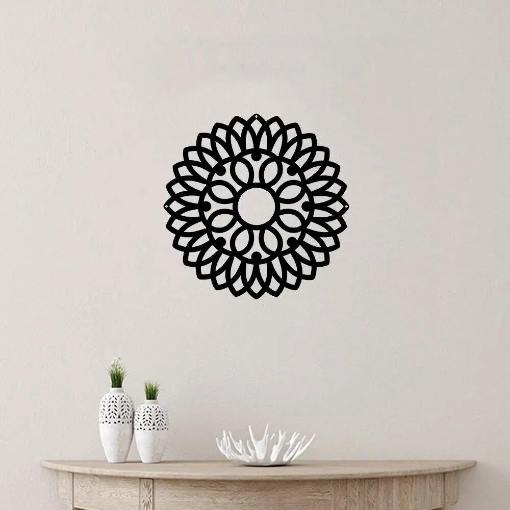 Круглый медальон настенный арт – декоративный акцент из металла, вырезанный лазером, изделия из железа для стильного домашнего декора, украшения стен и наклейки