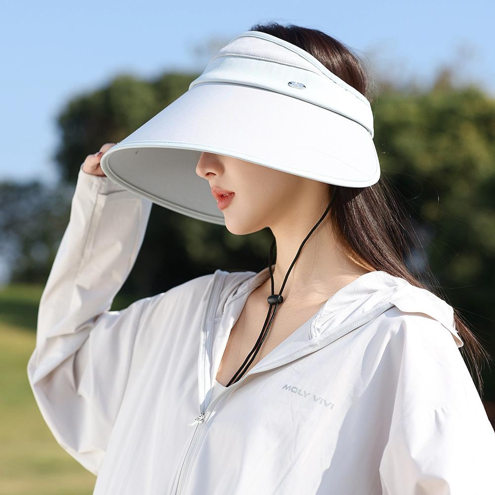 Fashion Color Matching Outdoor Travel Sunscreen Hat Women'S Travel Uv Protection Empty Top Hat Outdoor Big Brim Sun Hat
