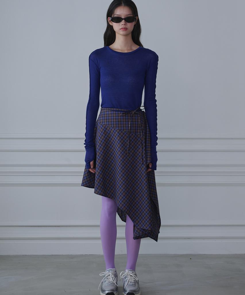 OPENING SUNSHINE See-Through Wool Jersey T-Shirt Blue