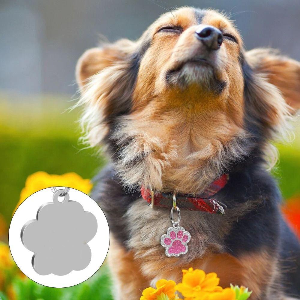 Персонализированные бирки для кошек и собак, бирка для ошейника с принтом лапы собаки, кулон для питомца, блестящая подвеска для питомца, кошки